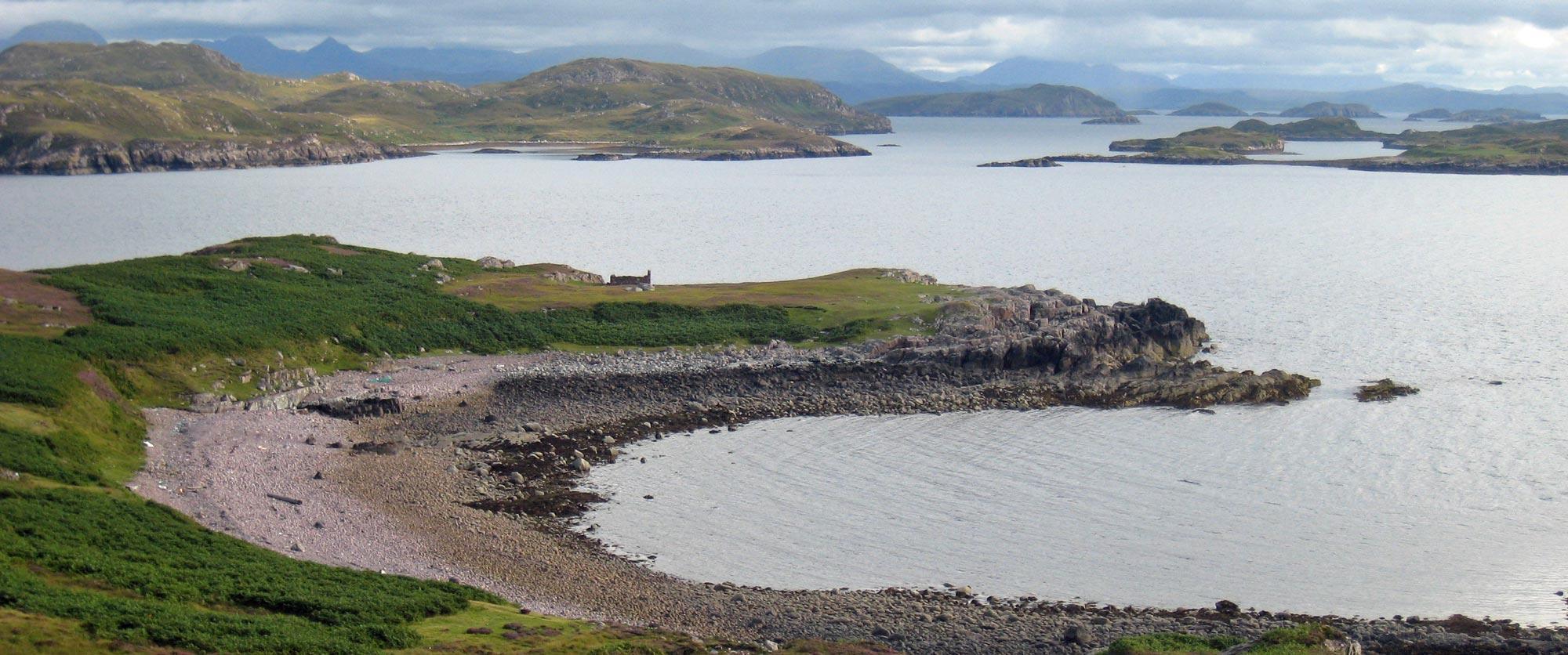 Fox Point Bothy, view from north, Summer Isles in background